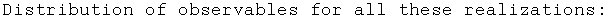 Distribution of observables for all these realizations: